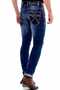 Men's Blue Washed Dark Jeans - 5