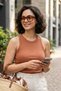 Women's Uv400 Square Brown Sunglasses 23023 C3 Light Color Glass - 3