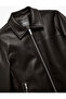 Long Sleeve Zipper Pocket Detailed Shirt Collar Faux Leather Jacket - 6