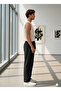 Men's Black Linen Muslin Blend Wide Leg Trousers - 3