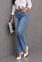 Women's Straight-Leg High-Waist Regular Fit Stretch Fabric Pants-C607-Light Blue - 6