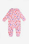 Pink Floral Patterned Zippered Baby Girl Romper - Clara - 3