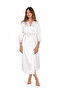 Pure Silk Lace Detailed Long Dressing Gown - Pearl White - 6