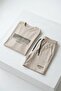Boy's Set in Light Beige - Shorts Set, Super Quality, Full Lycra, Oyswoh Fabric, Top and Bottom Set, Summer Short-Sleeved Oyswoh Fabric, Full Lycra, Stretchy, Super Quality. - 2
