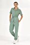 Mint Green Retro Women's Doctor Nurse Medical Scrubs Suit Luxury Lycra Fabric