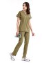 Khaki Luxury Lycra Grey Bottom Top Suit Doctor Nurse Uniform - 4