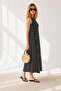 Women's Black Striped Long Casual Dress ELB-19001075 - 3