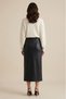 Black Faux Leather High Waist Maxi Skirt with Gold Button Detail on the Front - 4