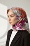 Twill Silk Flower Pattern Scarf 90X90 Sewing Hand Sewing - Burgundy Red Color - 2