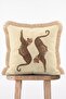 Double Leopard Patterned Cream Cushion Cover - Cream Fringed Pillowcase