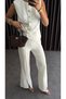 Women's Double Suit with Slit-Cut Sleeves, Buttoned Vest and Trousers - 8