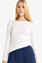 Fitted Crew Neck Ribbed Long Sleeve T-Shirt G2901Ax25Wn
