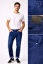 Men's Slim Fit blue jeans - cuffed hems, natural wash trousers - 3
