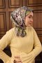 Twill Silk Scarf Plum-Butter Yellow Patterned Tok Duruşlu 90X90 - 2
