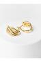 Gold Color Stone Detailed Spiral Hoop Earrings - 2