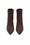 Brown Suede 10.5cm Thin Heel Pointed Toe Zipper Women's Boots - 5