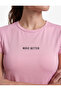 Slim Fit Crew Neck Short Sleeve Printed Crop Sports T-Shirt - 4