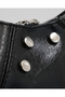 Women's Black Pearl Model Staple Detailed Shoulder Bag - 7