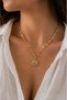 Gold Zircon Stone Eye Necklace - 2