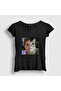 Women's Black Dexter Morgan Cat T-Shirt 602479Tt