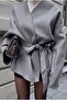 Gray Tie-Dye Detailed Comfortable Fit Cashmere Cardigan/Jacket