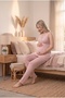 Women's Powder Lace Patterned New Season 3-Piece Maternity Pajama Set with Dressing Gown - 5