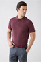 Regular Fit Snap Fastener Polo Collar Ribbed Detail Lyocell Blend T-Shirt - 4