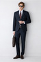 7 Drop Super Slim Fit Extra Slim Fit Mono Collar Wool Suit - 2