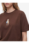 Comfortable Fit Short Sleeve Cat Embroidered Crew Neck Cotton T-Shirt - 4