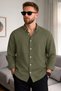Men's Linen Look Summer Shirt – Iron-Free, Breathable, Comfortable Fit in Cotton Pieces