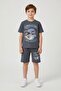 Smoked Airplane Printed Text T-Shirt and Shorts Set for Boys, 2-Piece Set 23923