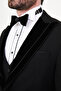 Straight Slim Fit Removable Velvet Collar Men's Groom Suit Black - 45453.26Y - 2