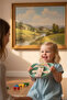 Green Baby Food Plate Set with Mouse Figure and 4 Compartments - Educational Spoon and Fork Set Bpa-Free - 2
