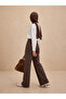 Brown Washed Wide Leg Women's Denim Trousers Jean - 2
