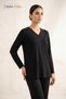 Woman's black v-neck elegant stone mother's jersey