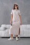 Polo Collar Short Sleeve Slit Relaxed Jersey Dress - 3