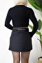 9758 Short Skirt with Hidden Belt Detail - 4