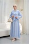 Tied Front Ruffled Lined Asymmetrical Cut Cupra Set - Baby Blue - 3
