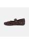 Women's Bitter Brown Mary Jane Suede Ballerinas with Staple Accessories - 3