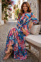 Patterned Hijab Jessica Dress B605 Navy Blue - 2