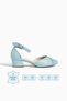 Liora Duo Baby Blue Genuine Leather & Suede Women's Short Heeled Shoes with Ankle Strap, Sizes 34-43