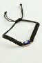 Rectangular Evil Eye Macrame Rope Bracelet - Black - 2