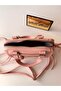 Women's Pink Powder Leather Look Zippered Strap Hand and Shoulder Bag - 4