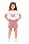 Round Neck Summer Print Stone Detailed Capri Girls' Top and Bottom Set - 3