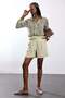 Green High Waist Fabric Shorts 010873 - 3