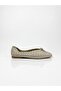 Women's Beige Stone Detailed Bowknot Square Toe Suede Ballerinas - 2