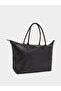 Black Woven Faux Leather Tote Bag