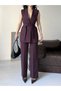 Tie-Fastened Blazer Vest and Wide-Let Pants Suit