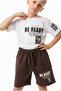 Boy's 2-Piece Shorts Set Crew Neck Short Sleeve Printed T-Shirt Tie-Up Printed Shorts - 5