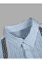 Men Light Blue Jacquard Detail Short Sleeve Button Front Shirt and Shorts Co-Ords - 5